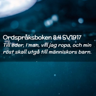 Picture 02 - Ordspråksboken 8:4 SV1917 - Till eder, I man, vill jag ropa, och min röst - Bible Verse Picture