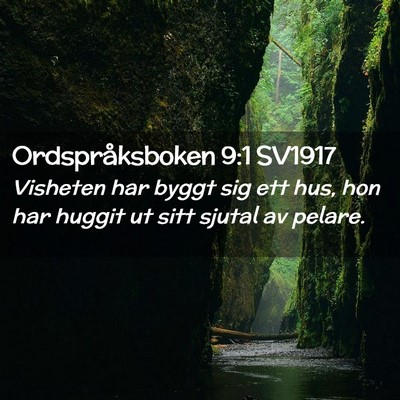 Picture 02 - Ordspråksboken 9:1 SV1917 - Visheten har byggt sig ett hus, hon har huggit ut - Bible Verse Picture
