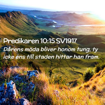 Picture 02 - Predikaren 10:15 SV1917 - Dårens möda bliver honom tung, ty icke ens till - Bible Verse Picture