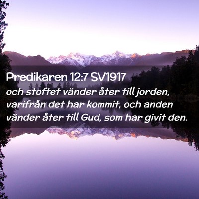 Picture 02 - Predikaren 12:7 SV1917 - och stoftet vänder åter till jorden, varifrån - Bible Verse Picture