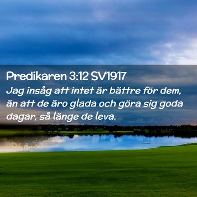 Picture 02 - Predikaren 3:12 SV1917 - Jag insåg att intet är bättre för dem, än - Bible Verse Picture