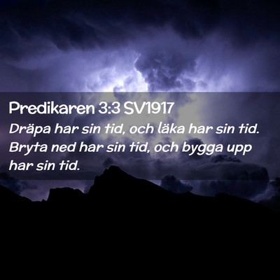 Picture 02 - Predikaren 3:3 SV1917 - Dräpa har sin tid, och läka har sin tid. Bryta - Bible Verse Picture