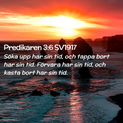 Picture 02 - Predikaren 3:6 SV1917 - Söka upp har sin tid, och tappa bort har sin - Bible Verse Picture