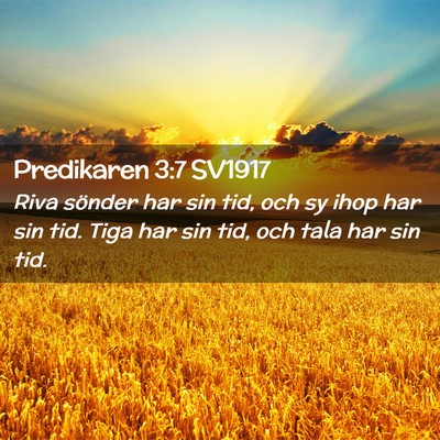 Picture 02 - Predikaren 3:7 SV1917 - Riva sönder har sin tid, och sy ihop har sin - Bible Verse Picture