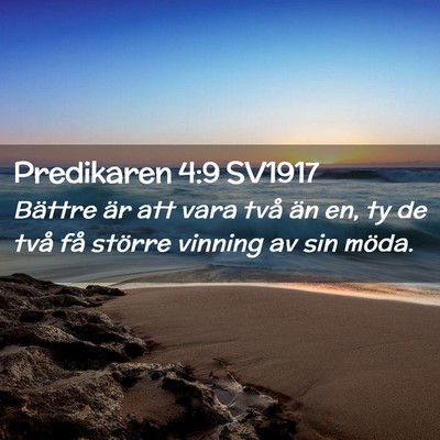 Picture 02 - Predikaren 4:9 SV1917 - Bättre är att vara två än en, ty de två få - Bible Verse Picture
