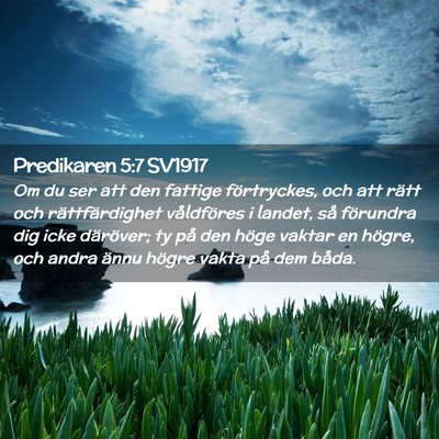Picture 02 - Predikaren 5:7 SV1917 - Om du ser att den fattige förtryckes, och att - Bible Verse Picture