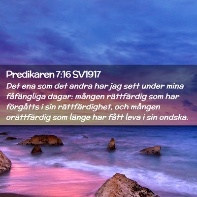 Picture 02 - Predikaren 7:16 SV1917 - Det ena som det andra har jag sett under mina - Bible Verse Picture