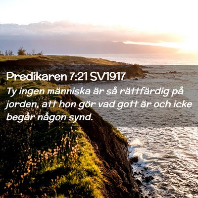 Picture 02 - Predikaren 7:21 SV1917 - Ty ingen människa är så rättfärdig på - Bible Verse Picture