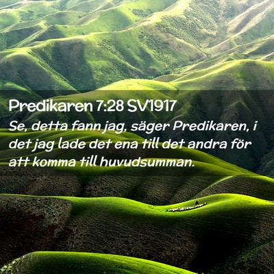 Picture 02 - Predikaren 7:28 SV1917 - Se, detta fann jag, säger Predikaren, i det jag - Bible Verse Picture