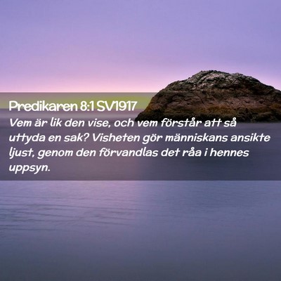 Picture 02 - Predikaren 8:1 SV1917 - Vem är lik den vise, och vem förstår att så - Bible Verse Picture