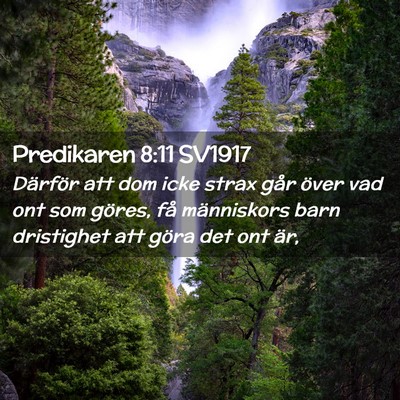 Picture 02 - Predikaren 8:11 SV1917 - Därför att dom icke strax går över vad ont - Bible Verse Picture