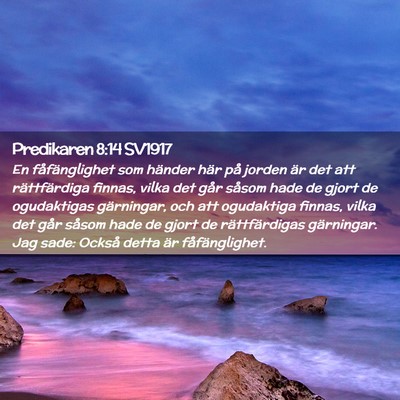 Picture 02 - Predikaren 8:14 SV1917 - En fåfänglighet som händer här på jorden är - Bible Verse Picture