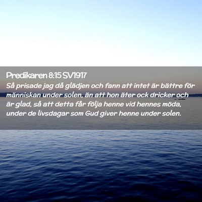Picture 02 - Predikaren 8:15 SV1917 - Så prisade jag då glädjen och fann att intet - Bible Verse Picture
