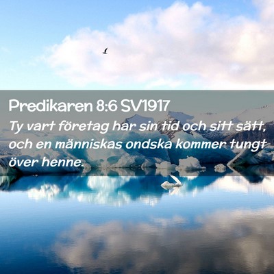 Picture 02 - Predikaren 8:6 SV1917 - Ty vart företag har sin tid och sitt sätt, och - Bible Verse Picture