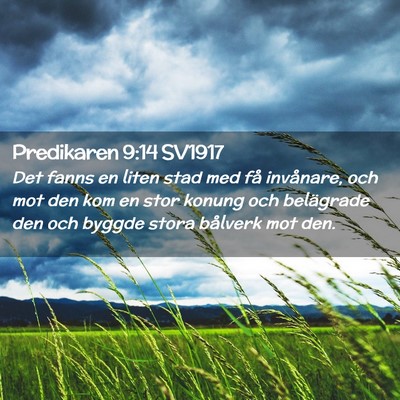 Picture 02 - Predikaren 9:14 SV1917 - Det fanns en liten stad med få invånare, och - Bible Verse Picture