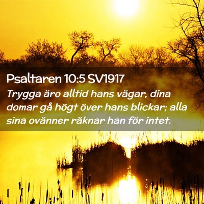Picture 02 - Psaltaren 10:5 SV1917 - Trygga äro alltid hans vägar, dina domar gå - Bible Verse Picture