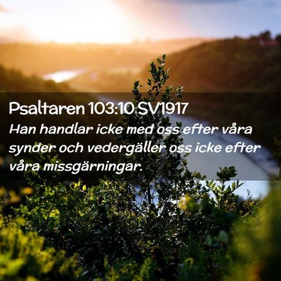 Picture 02 - Psaltaren 103:10 SV1917 - Han handlar icke med oss efter våra synder och - Bible Verse Picture