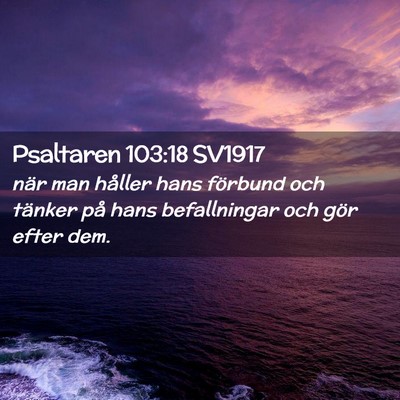 Picture 02 - Psaltaren 103:18 SV1917 - när man håller hans förbund och tänker på - Bible Verse Picture