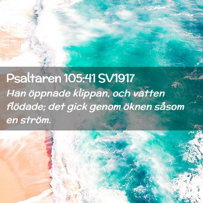 Picture 02 - Psaltaren 105:41 SV1917 - Han öppnade klippan, och vatten flödade; det - Bible Verse Picture