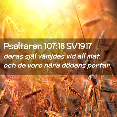 Picture 02 - Psaltaren 107:18 SV1917 - deras själ vämjdes vid all mat, och de voro - Bible Verse Picture