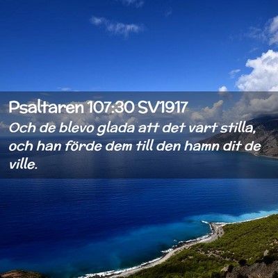 Picture 02 - Psaltaren 107:30 SV1917 - Och de blevo glada att det vart stilla, och han - Bible Verse Picture