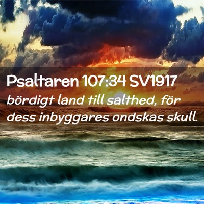 Picture 02 - Psaltaren 107:34 SV1917 - bördigt land till salthed, för dess inbyggares - Bible Verse Picture