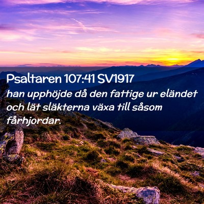 Picture 02 - Psaltaren 107:41 SV1917 - han upphöjde då den fattige ur eländet och - Bible Verse Picture