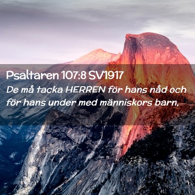 Picture 02 - Psaltaren 107:8 SV1917 - De må tacka HERREN för hans nåd och för hans - Bible Verse Picture