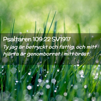 Picture 02 - Psaltaren 109:22 SV1917 - Ty jag är betryckt och fattig, och mitt hjärta - Bible Verse Picture