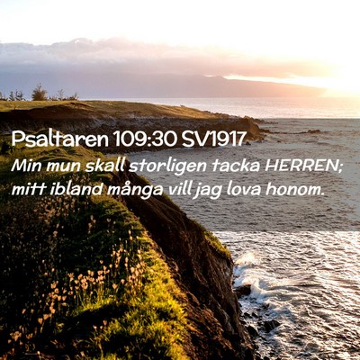 Picture 02 - Psaltaren 109:30 SV1917 - Min mun skall storligen tacka HERREN; mitt ibland - Bible Verse Picture