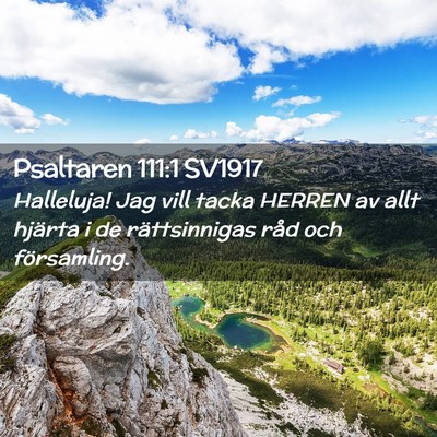 Picture 02 - Psaltaren 111:1 SV1917 - Halleluja! Jag vill tacka HERREN av allt hjärta - Bible Verse Picture