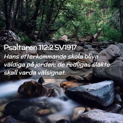 Picture 02 - Psaltaren 112:2 SV1917 - Hans efterkommande skola bliva väldiga på - Bible Verse Picture
