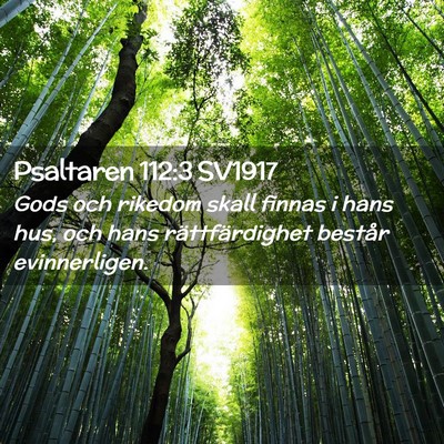 Picture 02 - Psaltaren 112:3 SV1917 - Gods och rikedom skall finnas i hans hus, och - Bible Verse Picture