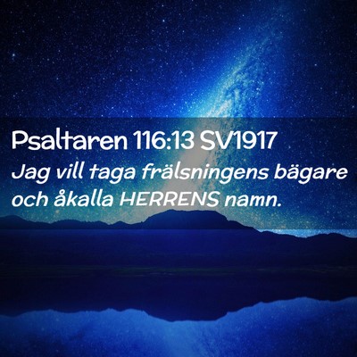 Picture 02 - Psaltaren 116:13 SV1917 - Jag vill taga frälsningens bägare och åkalla - Bible Verse Picture