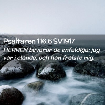 Picture 02 - Psaltaren 116:6 SV1917 - HERREN bevarar de enfaldiga; jag var i elände, - Bible Verse Picture