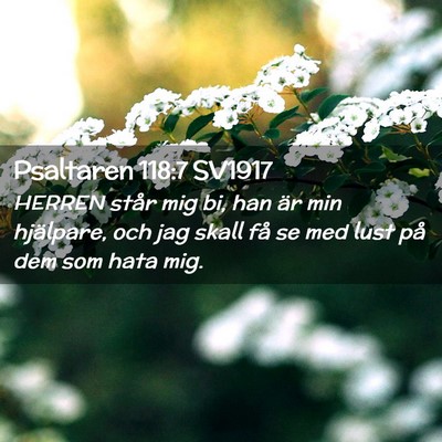 Picture 02 - Psaltaren 118:7 SV1917 - HERREN står mig bi, han är min hjälpare, och - Bible Verse Picture