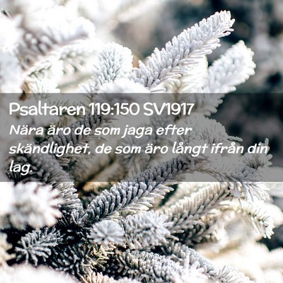 Picture 02 - Psaltaren 119:150 SV1917 - Nära äro de som jaga efter skändlighet, de som - Bible Verse Picture