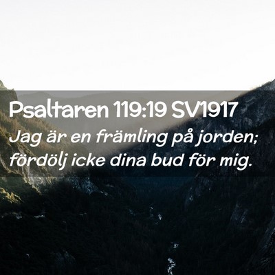 Picture 02 - Psaltaren 119:19 SV1917 - Jag är en främling på jorden; fördölj icke - Bible Verse Picture