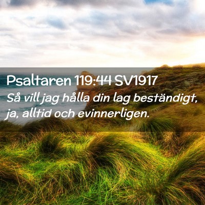 Picture 02 - Psaltaren 119:44 SV1917 - Så vill jag hålla din lag beständigt, ja, - Bible Verse Picture