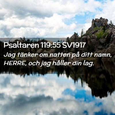Picture 02 - Psaltaren 119:55 SV1917 - Jag tänker om natten på ditt namn, HERRE, och - Bible Verse Picture