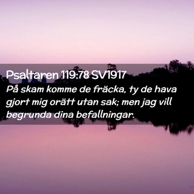 Picture 02 - Psaltaren 119:78 SV1917 - På skam komme de fräcka, ty de hava gjort mig - Bible Verse Picture