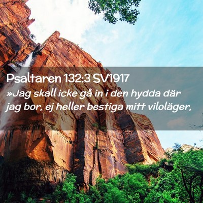 Picture 02 - Psaltaren 132:3 SV1917 - »Jag skall icke gå in i den hydda där jag bor, - Bible Verse Picture
