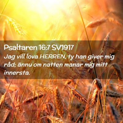 Picture 02 - Psaltaren 16:7 SV1917 - Jag vill lova HERREN, ty han giver mig råd; - Bible Verse Picture