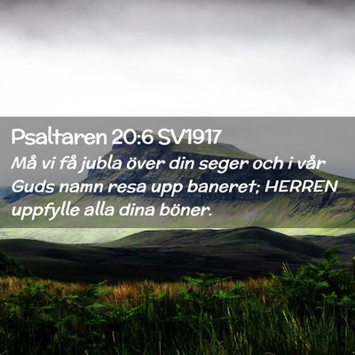 Picture 02 - Psaltaren 20:6 SV1917 - Må vi få jubla över din seger och i vår Guds - Bible Verse Picture