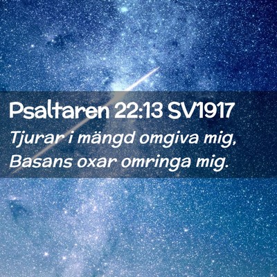 Picture 02 - Psaltaren 22:13 SV1917 - Tjurar i mängd omgiva mig, Basans oxar omringa - Bible Verse Picture