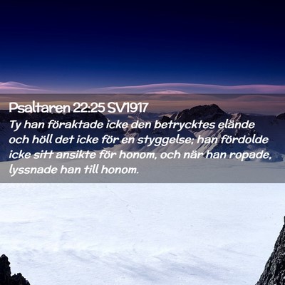 Picture 02 - Psaltaren 22:25 SV1917 - Ty han föraktade icke den betrycktes elände och - Bible Verse Picture