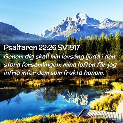 Picture 02 - Psaltaren 22:26 SV1917 - Genom dig skall min lovsång ljuda i den stora - Bible Verse Picture
