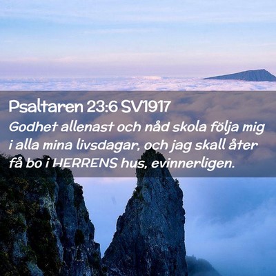Picture 02 - Psaltaren 23:6 SV1917 - Godhet allenast och nåd skola följa mig i alla - Bible Verse Picture