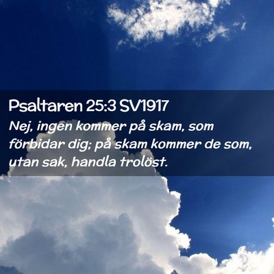 Picture 02 - Psaltaren 25:3 SV1917 - Nej, ingen kommer på skam, som förbidar dig; - Bible Verse Picture