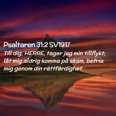 Picture 02 - Psaltaren 31:2 SV1917 - Till dig, HERRE, tager jag min tillflykt; låt - Bible Verse Picture